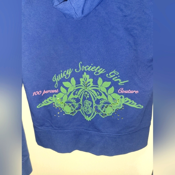 Juicy Couture Alantic Blue Rhinestone Hoodie (Kids L/Women's XS)(NWT) - Picture 6 of 6